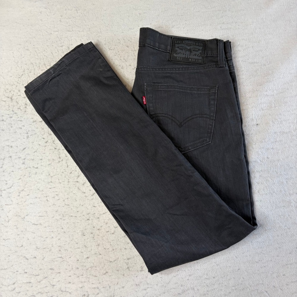 Levi's 511 Slim Fit Jeans Mens 34x34 Charcoal Gray Stretch Denim